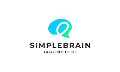 Brain simple solid logo design vector
