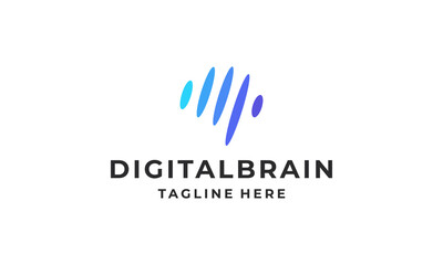 Simple brain digital logo icon design vector illustration