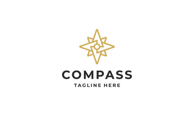Compass line logo design vector