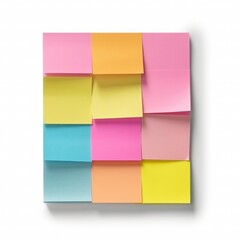 Colorful and pastel sticky Notes straightly arranged. Generative AI.