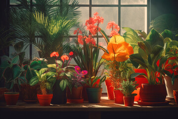 Fototapeta na wymiar Exquisite Potted Flowers for a Vibrant Home. Generative AI