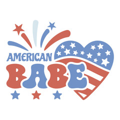 American Babe design in Stars and Stipes style. Design for celebrating 4th of july Independence Day of USA