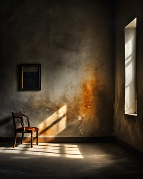 Chair in the room with a window. Generative AI