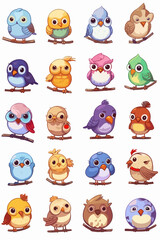Fototapeta premium Collection of adorable avian species showcasing cuteness and charm