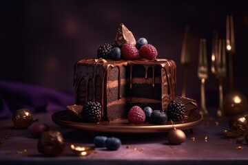 Fototapeta na wymiar Tempting Moist Chocolate Cake