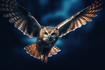 Graceful Owl Soaring through Darkness