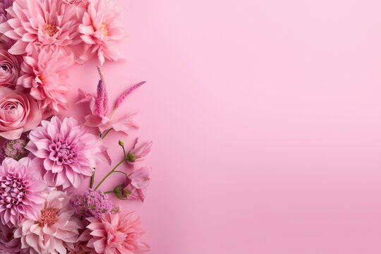 ピンクのダリアとバラの花束