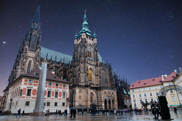Prague Castle Cathedral of Saint Vitus by night