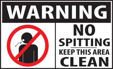 No spitting notice sign vector eps, No spitting in this area sign, keep this area clean sign vector