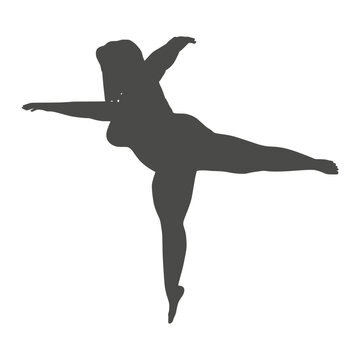 recommend clip art: Beautiful plus size woman is dancing. Body positive concept. Attractive overweight girl. For Fat acceptance movement.