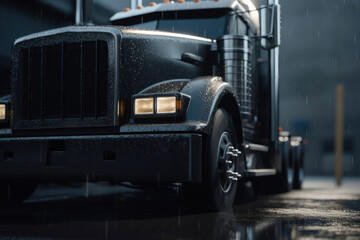 Obraz na płótnie Canvas Big Black Truck on the Road. Generative AI