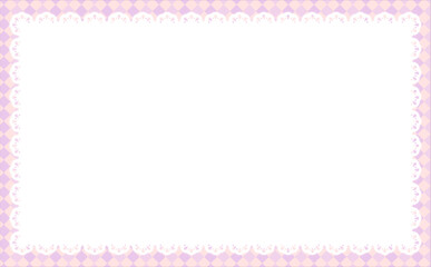 ギンガムチェックとレースの背景　パープル