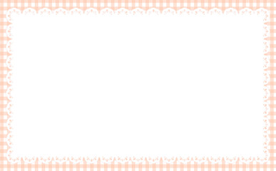 ギンガムチェックとレースの背景　ピンク