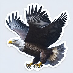soaring eagle flying on white background