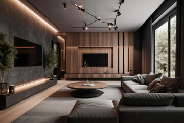 Innovative Design: Modern Living Room Concept. Generative AI