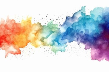 Fototapeta na wymiar Watercolor colourful rainbow border isolated on white, artistic background. Generative AI illustration.