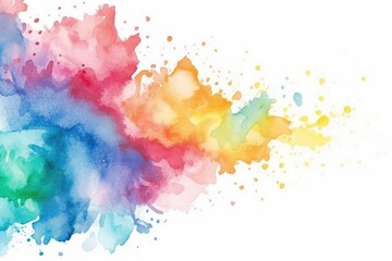 Fototapeta premium Colourful watercolor border isolated on white, artistic background. Generative AI illustration.