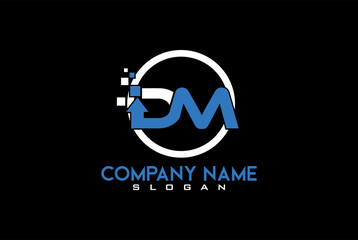 DM initial logo with circle for digital company