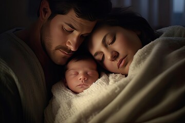 Concept of parenting: Newborn baby in the family. Realistic generative AI illustration.