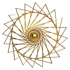 gold twist 3d Geometric shape, golden circle design element rendering