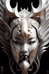 Asian Women Warrior Future Style Porträt