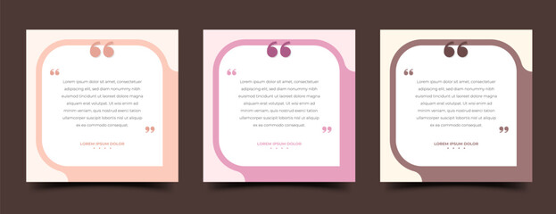 Set of Quote social media post template design with pastel color