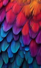 rich texture of rainbow parrot feathers