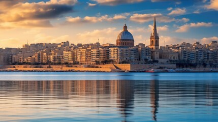 Obraz na płótnie Canvas the cityscape of malta at sunset Generative Ai