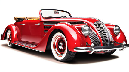 Obraz na płótnie Canvas Classic red cabriolet on a white background, Generative AI