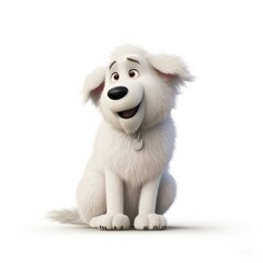 Kuvasz dog illustration cartoon 3d isolated on white. Generative AI