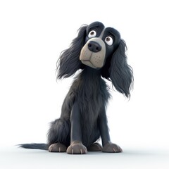 Spaniel Sussex dog illustration cartoon 3d isolated on white. Generative AI