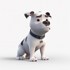 Staffordshire Bull Terrier dog illustration cartoon 3d isolated on white. Generative AI
