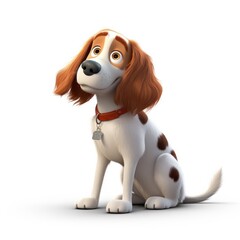 Spaniel English Springer dog illustration cartoon 3d isolated on white. Generative AI