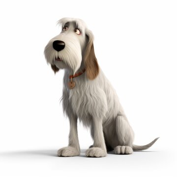 Spinone Italiano dog illustration cartoon 3d isolated on white. Generative AI