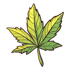 Colorful Marijuana Weed Leaf modern pop art style, Cannabis Sticker, pastel cute colors