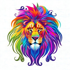 photo beautiful colorful  lion head vector illustration generative ai