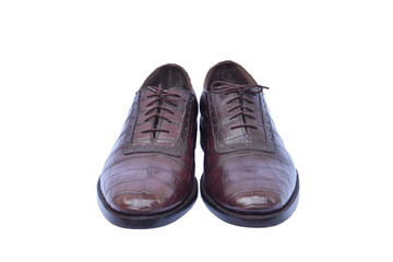 pair of brown leather shoes