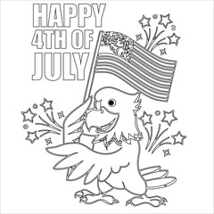 4th of july american independence day coloring page for kids and adults