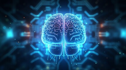 An image of brain intelligence illustration for background presentation template. Ai generative 