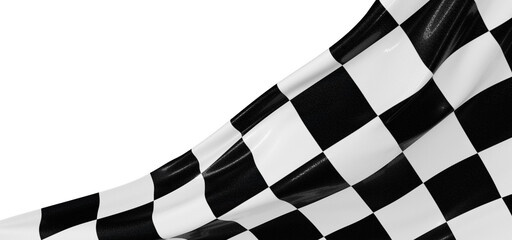 Obraz premium Image of motor racing black and white checkered finish flag waving
