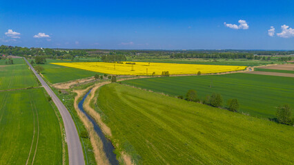 View of fields in the countryside. Poland