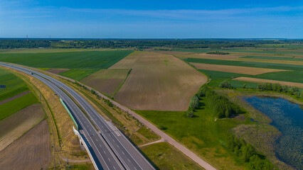aerial view of highway. Poland