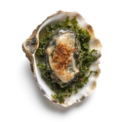 Oysters Rockefeller isolated on white background. Generative AI