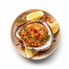 Stuffed Clams Clams Casino isolated on white background. Generative AI