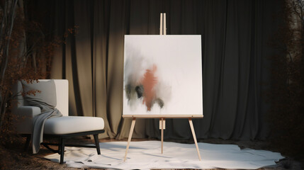 Surreal Interior Design with Mockup Frame Poster, 3D Render, 3D Illustration