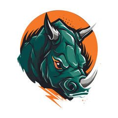 Rhino logo template. Endangered African Rhinoceros silhouette icon. Horned animal symbol. Vector illustration.