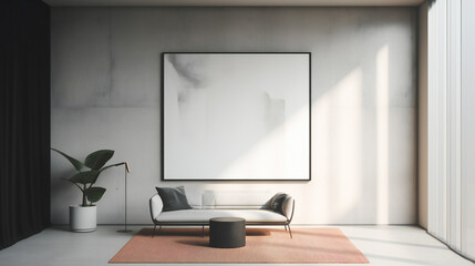 Fototapeta premium Urban Interior Design with Mockup Frame Poster, 3D Render, 3D Illustration
