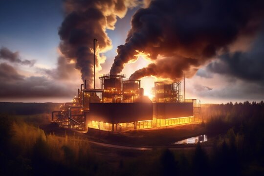 Working Biomass Power Plant. Generative ai