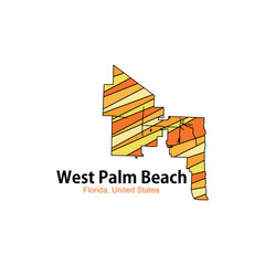 West Palm Beach Florida City Map Geometric Creative Design