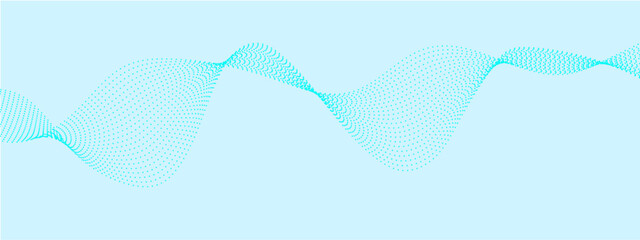 Abstract colorful blue flowing wave curved lines, frequency wavy sound, technology curve dots line background. Design used for technology, science, banner, template, wallpaper, business and many more.